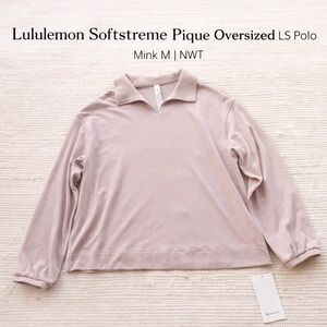 Lululemon Softstreme Pique Oversized LS Polo Mink M NWT Cozy Chic